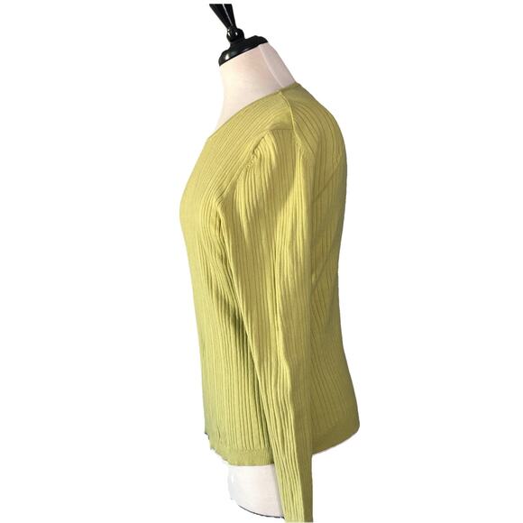 Talbots Ribbed Sweater Women’s Petite Lg Pullover Long Sleeve Fitted Pea Green - Picture 3 of 5